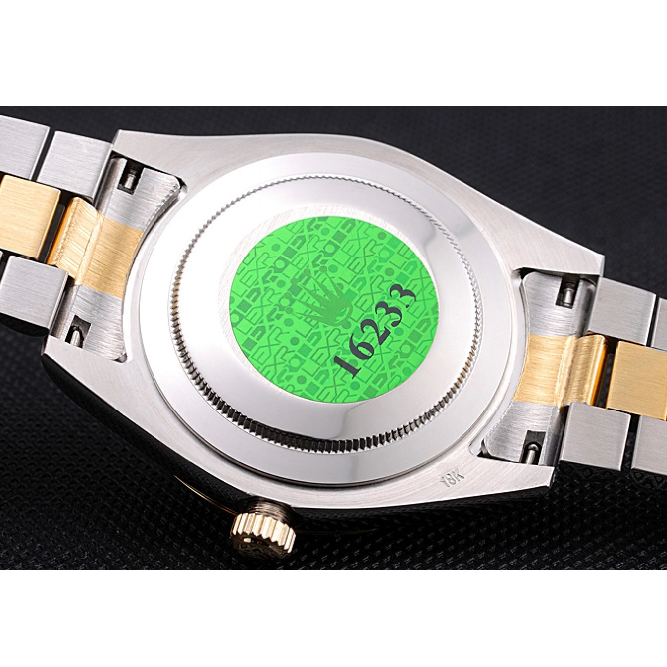 Aaa replica watch 18k Gold Steel Dial Day-Date Stainless Plated Gold Two Rolex Tone 0604